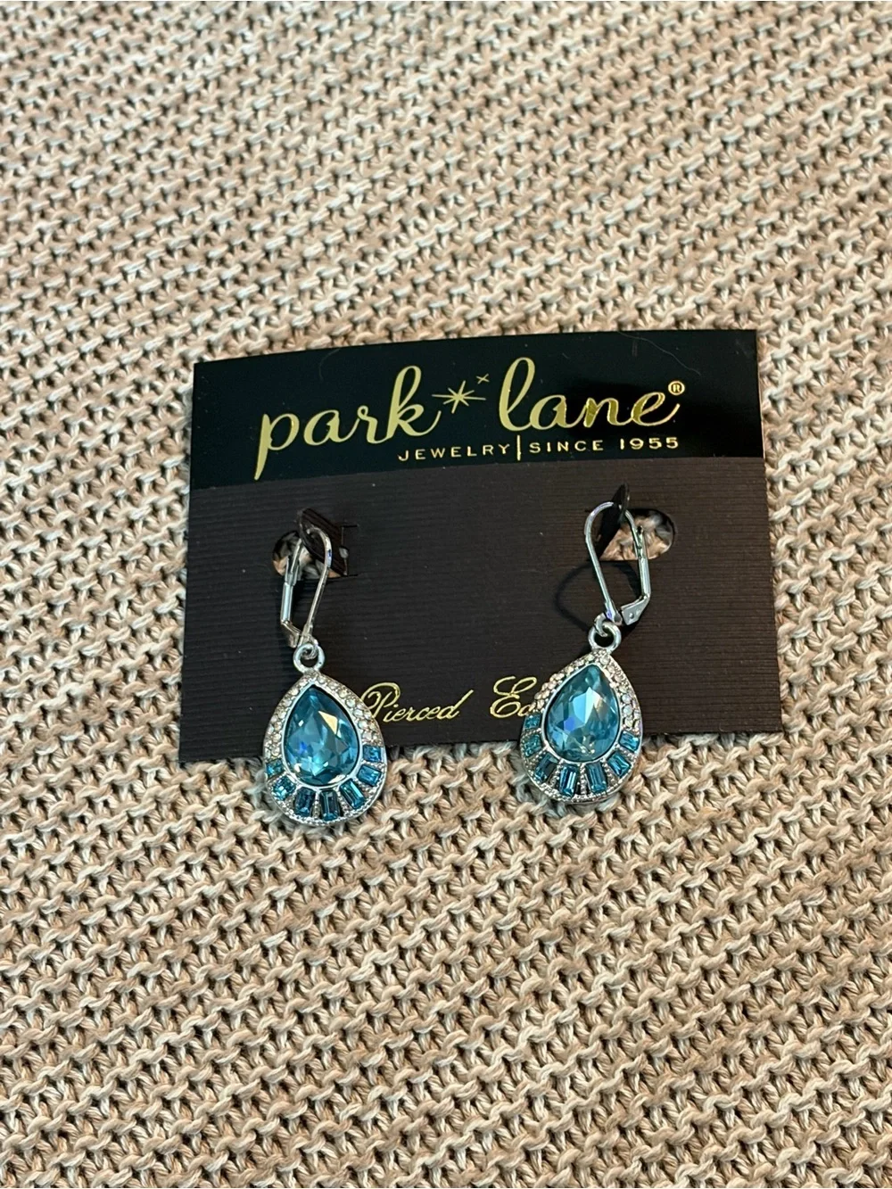 Park Lane Aqua Teardrop Crystal Drop Earrings